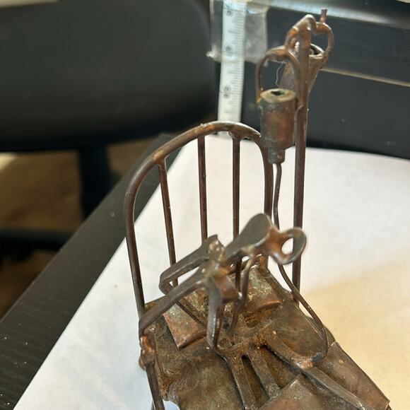 Metal Hospital Bed Sculpture with Doctor Patient & I V Bottles - Picture 15 of 15